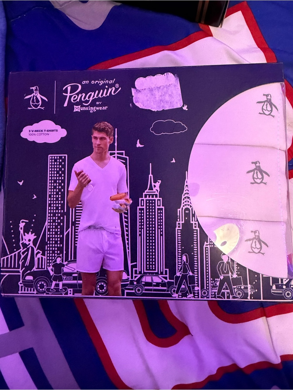 Original Penguin White V-Neck Tee 3 Pack with Logo Box